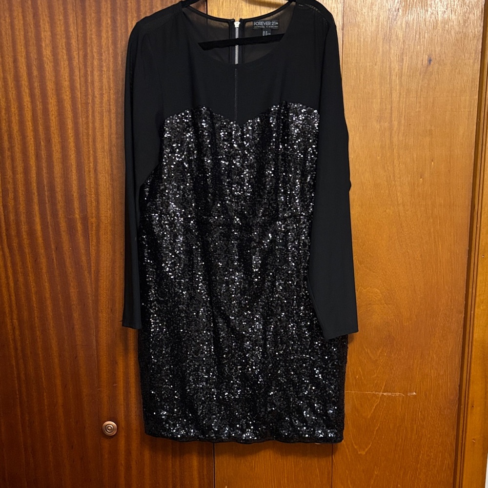 Forever 21 Black Sequin Long Sleeve Dress